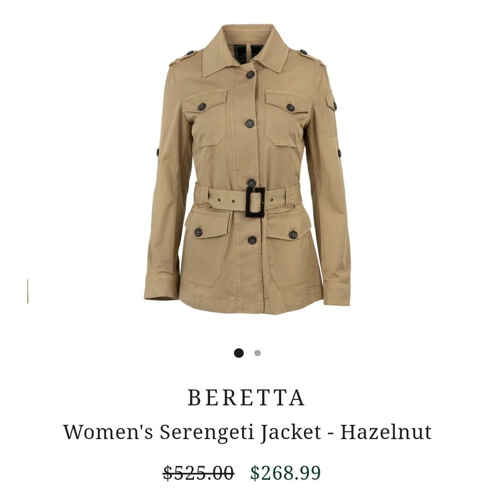 Beretta Serengeti Sport Jacket Womans - Hazelnut - Sz 10 - 100% Cotton Shell - Picture 13 of 16